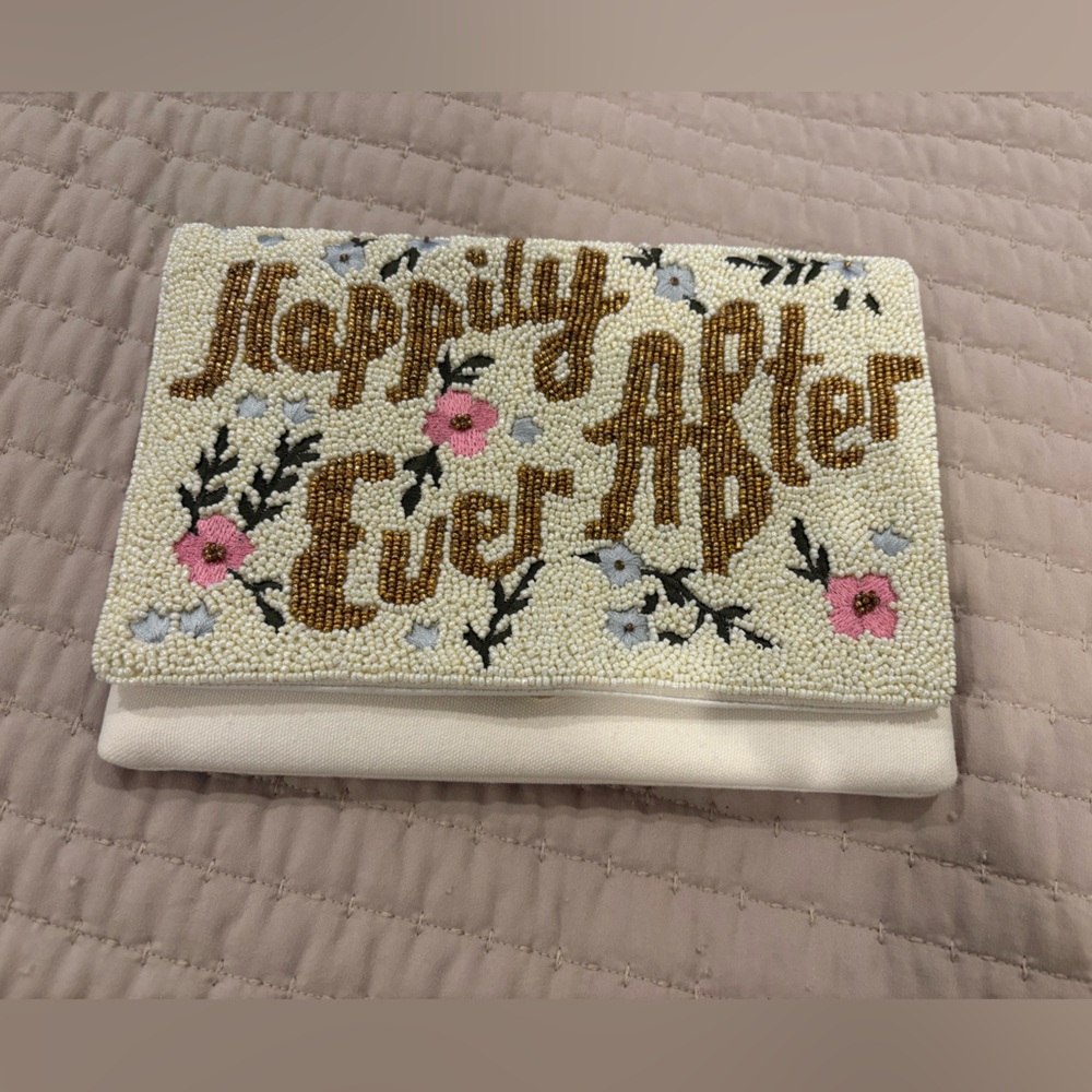 New NWT Happily Ever After Beaded Clutch handbag purse